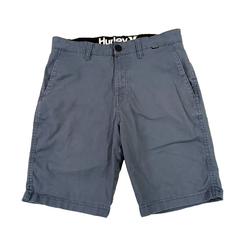 Hurley Chino Shorts Mens 30 Blue Stretch Preppy Casual Everyday Beach Flat Front